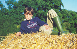 Adam Clark on hay